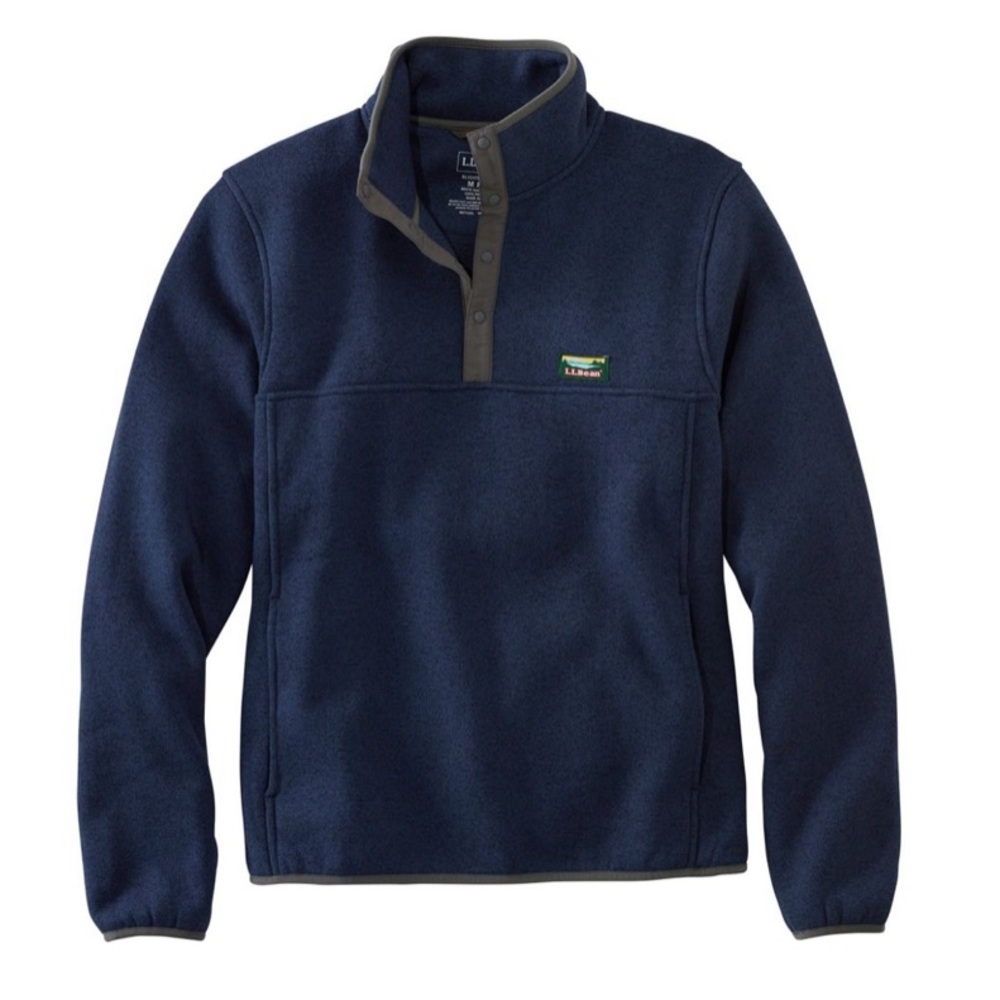 Mens LLBean Pullover Snap Fleece Jacket
